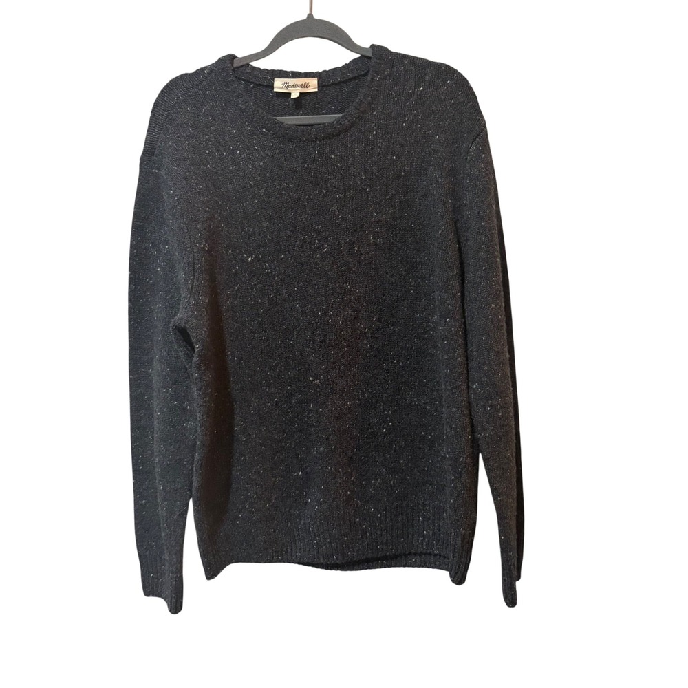 Madewell Donegal Crewneck Sweater Mens XL Dark Grey Merino Wool Alpaca Preppy